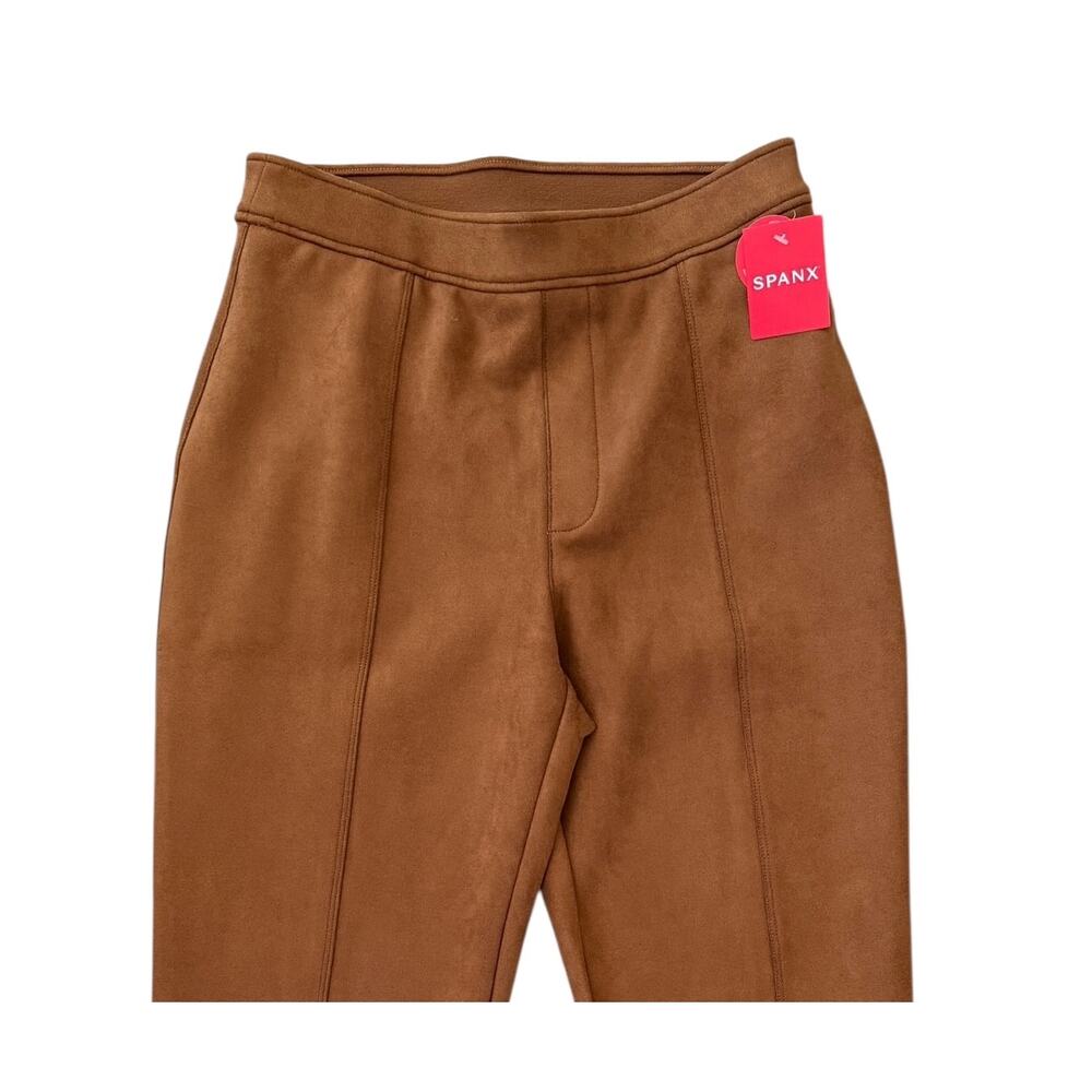 NEW Spanx Faux Suede Flare Pants Rich Caramel Brown Slimming Pull On Size Medium - Picture 5 of 10